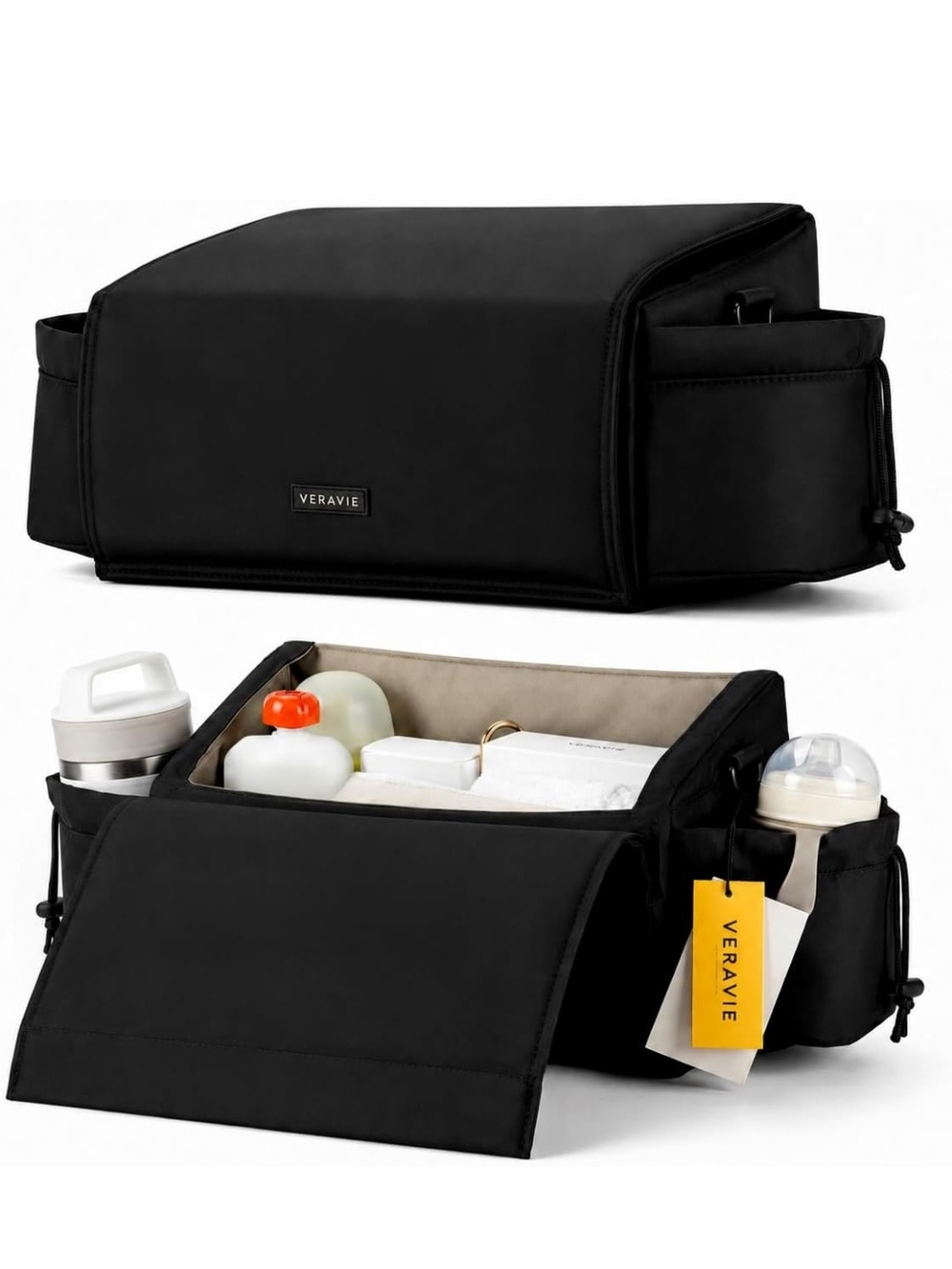 Black Stroller Organizer - One-hand Release